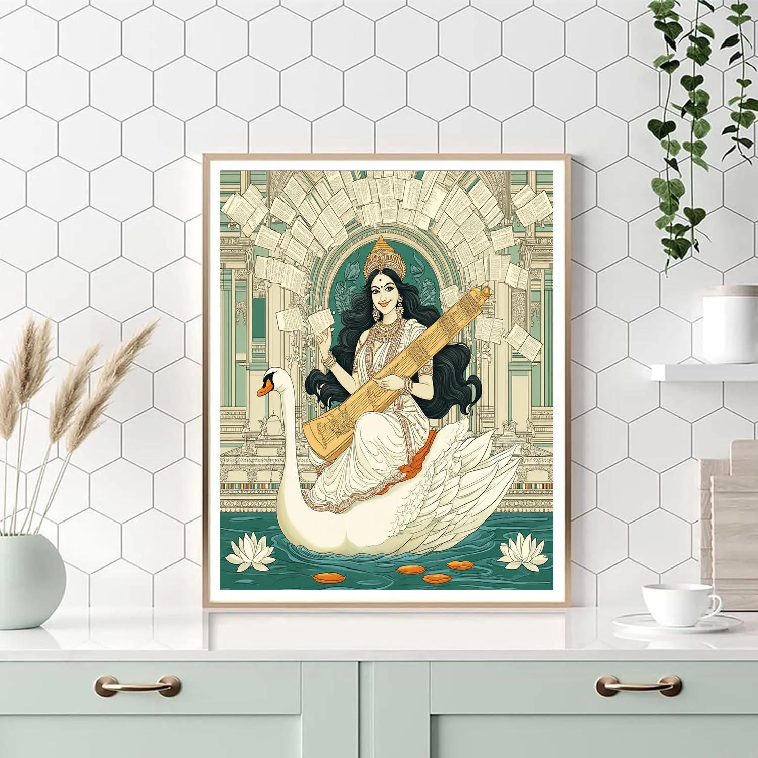 Saraswati Library Of Floating Palm Leaf Manuscripts Painting by numbers kit