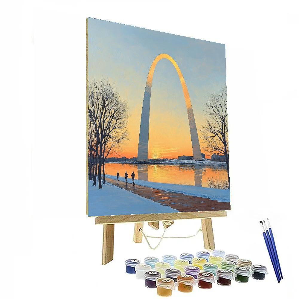 Sunrise Symmetry At The Gateway Arch Riverfront St Louis United States Paint by numbers art