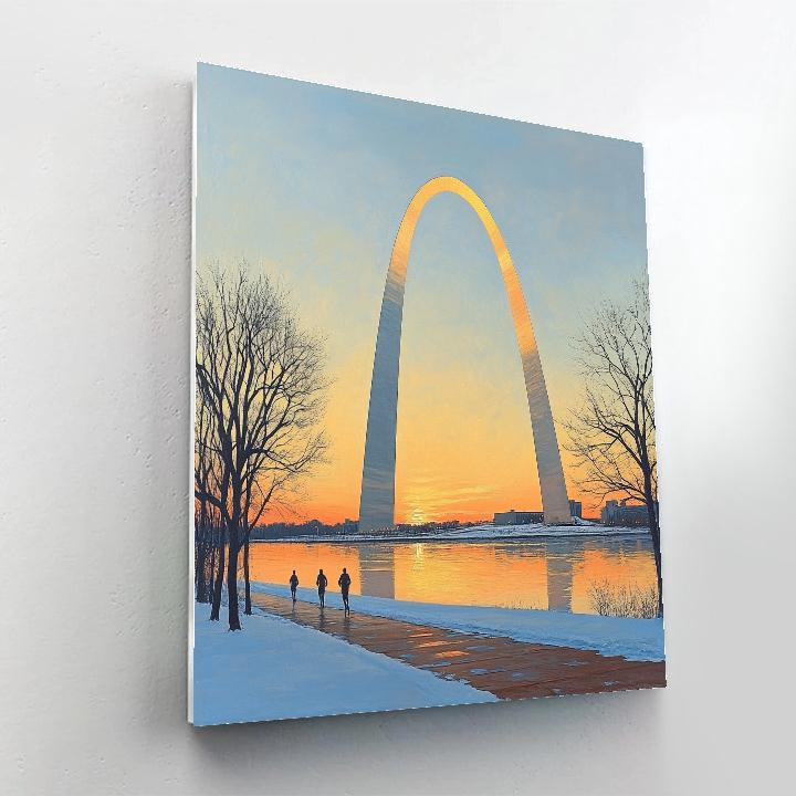 Sunrise Symmetry At The Gateway Arch Riverfront St Louis United States Paint by numbers art