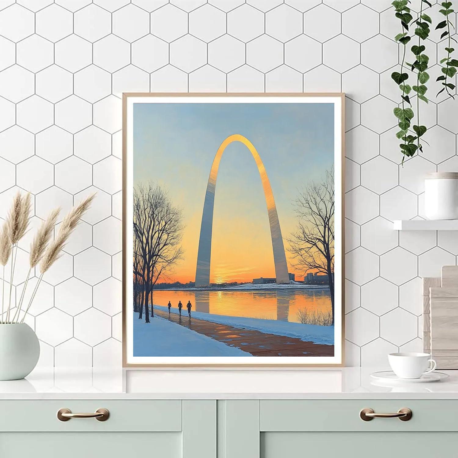 Sunrise Symmetry At The Gateway Arch Riverfront St Louis United States Paint by numbers art