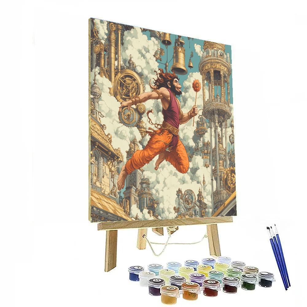 Clockwork City With Hanuman Patrol Painting by numbers kit