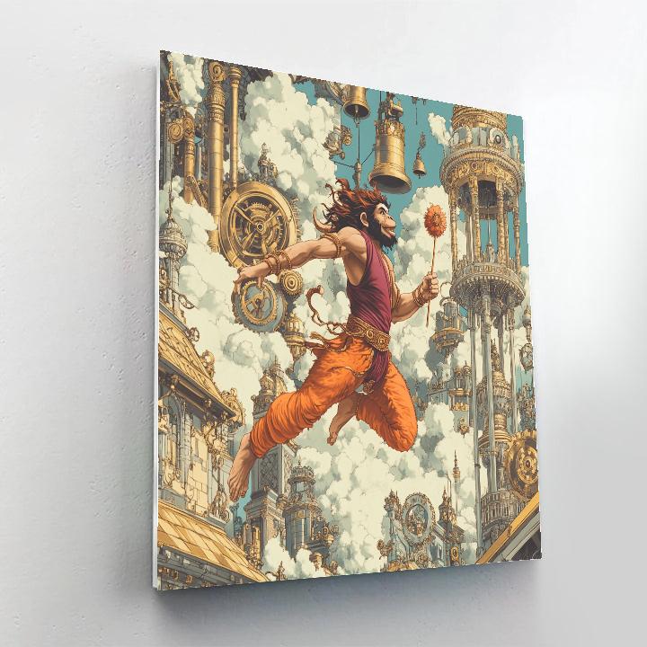 Clockwork City With Hanuman Patrol Painting by numbers kit