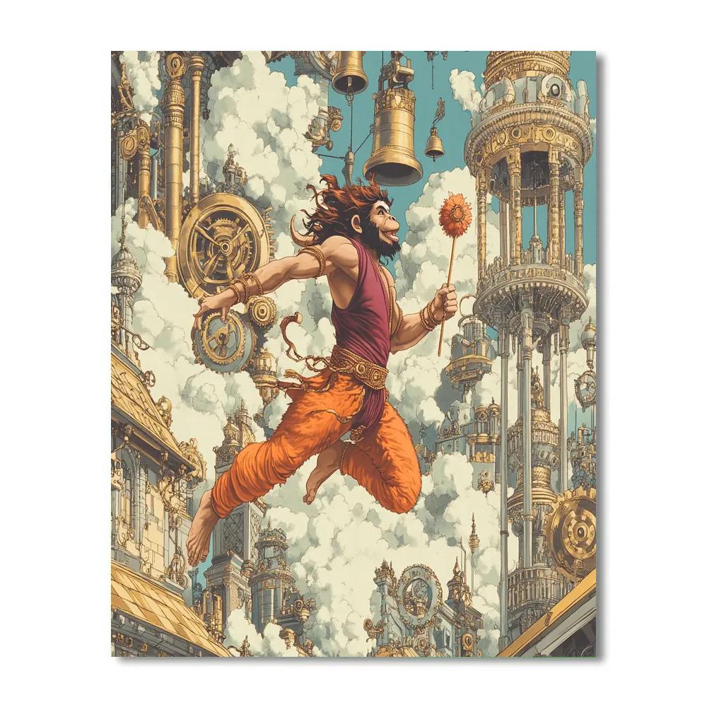 Clockwork City With Hanuman Patrol Painting by numbers kit