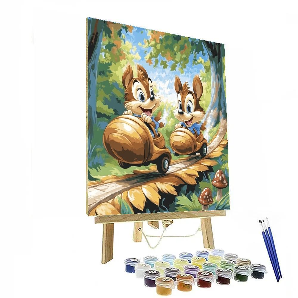 Chip And Dale Acorn Rocket Race paint by numbers