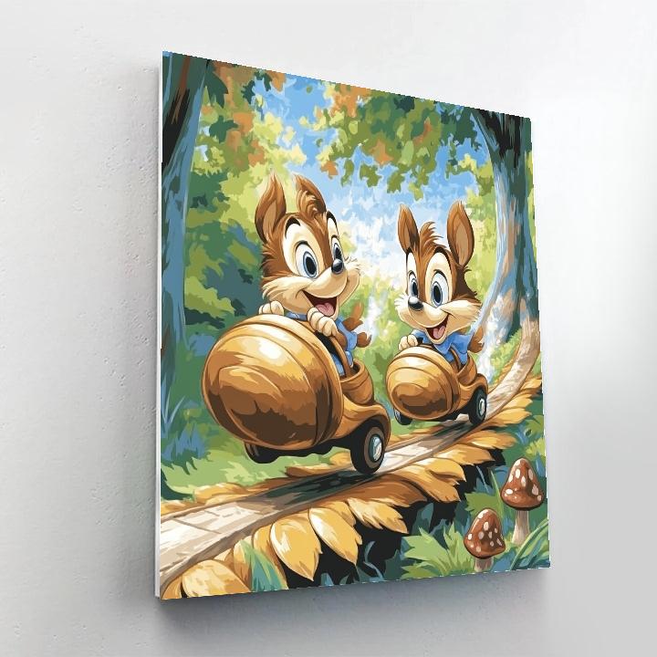Chip And Dale Acorn Rocket Race paint by numbers