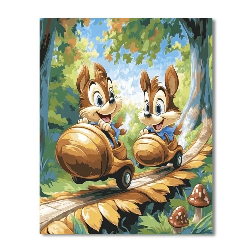 Chip And Dale Acorn Rocket Race paint by numbers