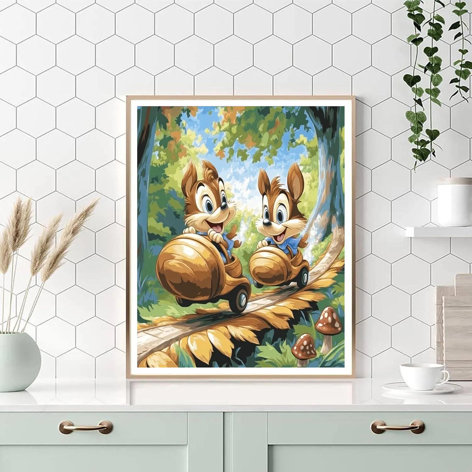 Chip And Dale Acorn Rocket Race paint by numbers