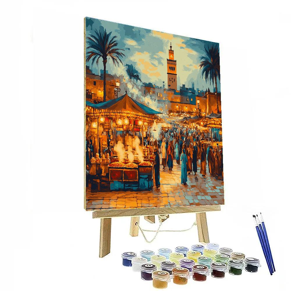 Lantern Glow At Jemaa El Fnaa Evening Market Marrakesh Morocco Number painting