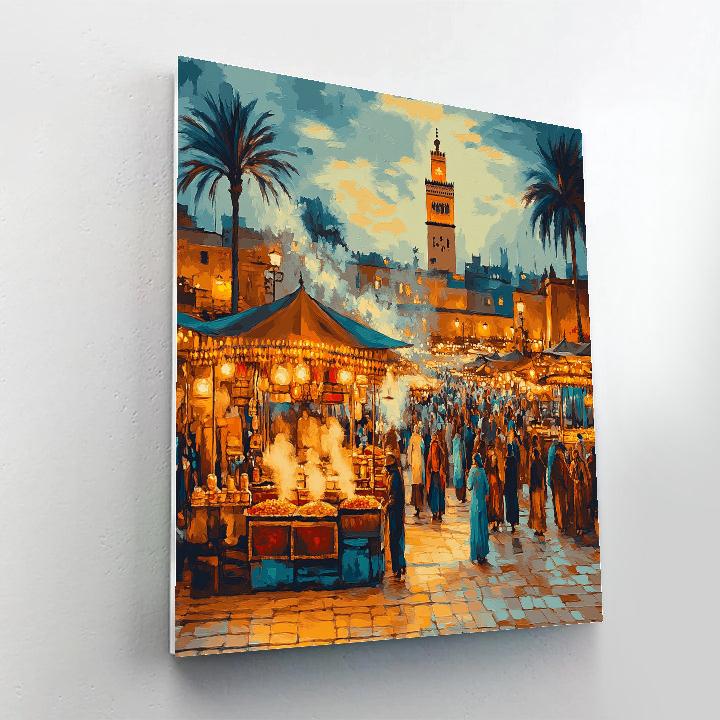 Lantern Glow At Jemaa El Fnaa Evening Market Marrakesh Morocco Number painting
