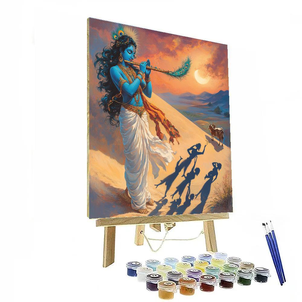 Krishna Leading A Dance Of Shadows On A Sand Dune At Twilight DIY paint by numbers