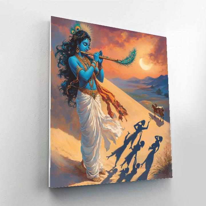 Krishna Leading A Dance Of Shadows On A Sand Dune At Twilight DIY paint by numbers