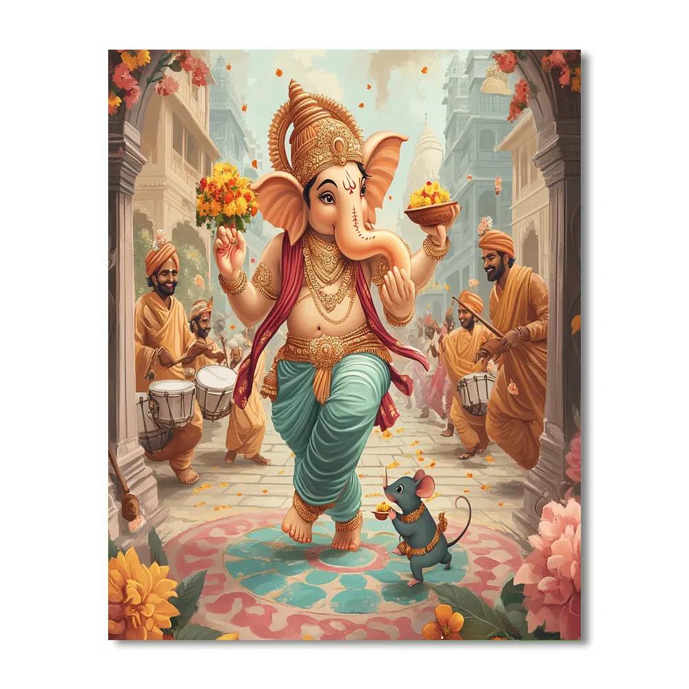 Temple Festival Procession With Ganesha Radiance Paint by numbers kits