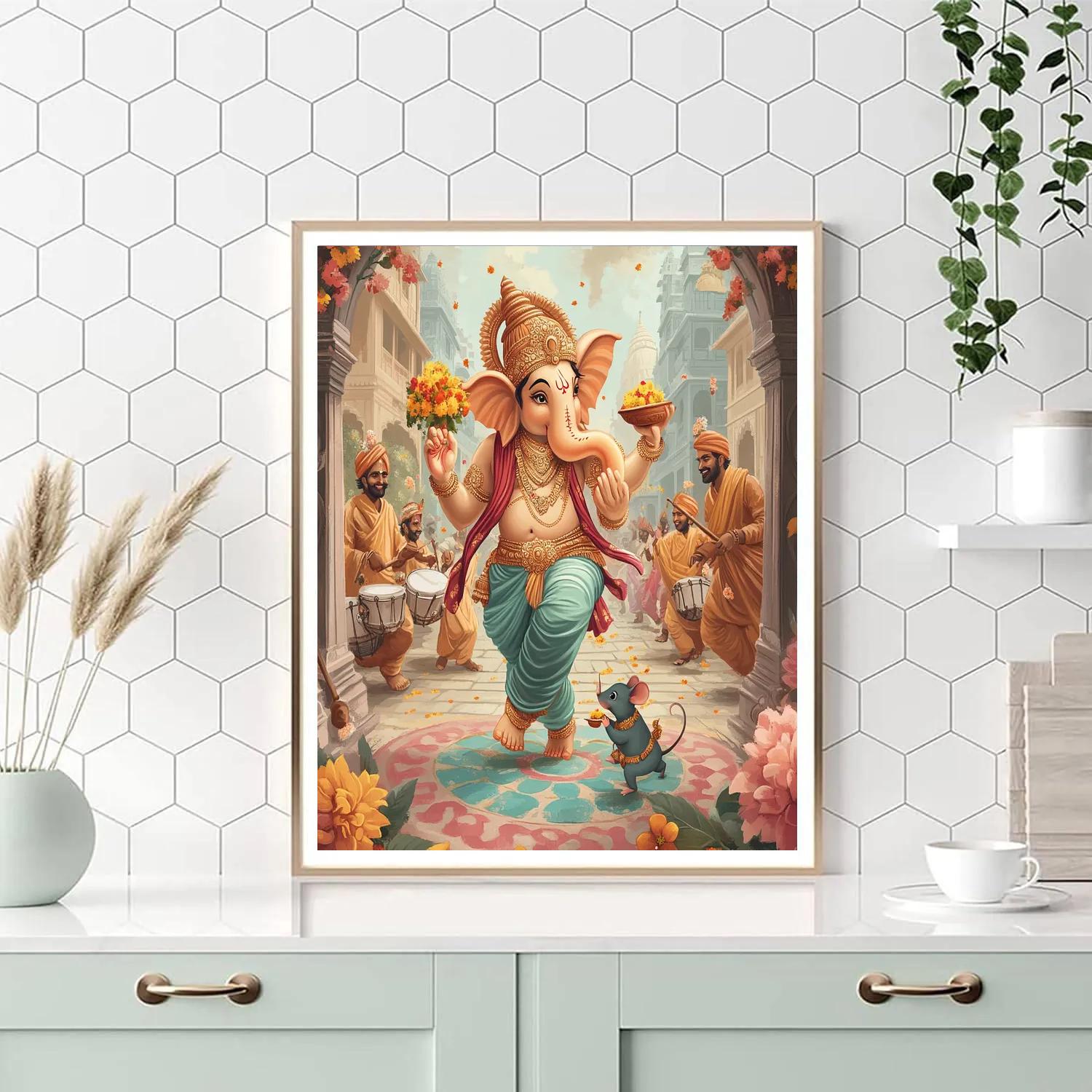 Temple Festival Procession With Ganesha Radiance Paint by numbers kits