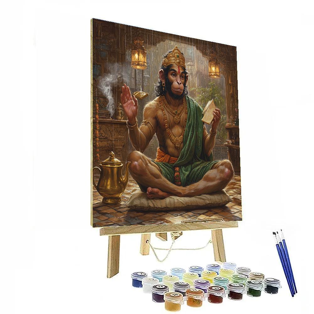 Tea House Storyteller With Hanuman painting number kit