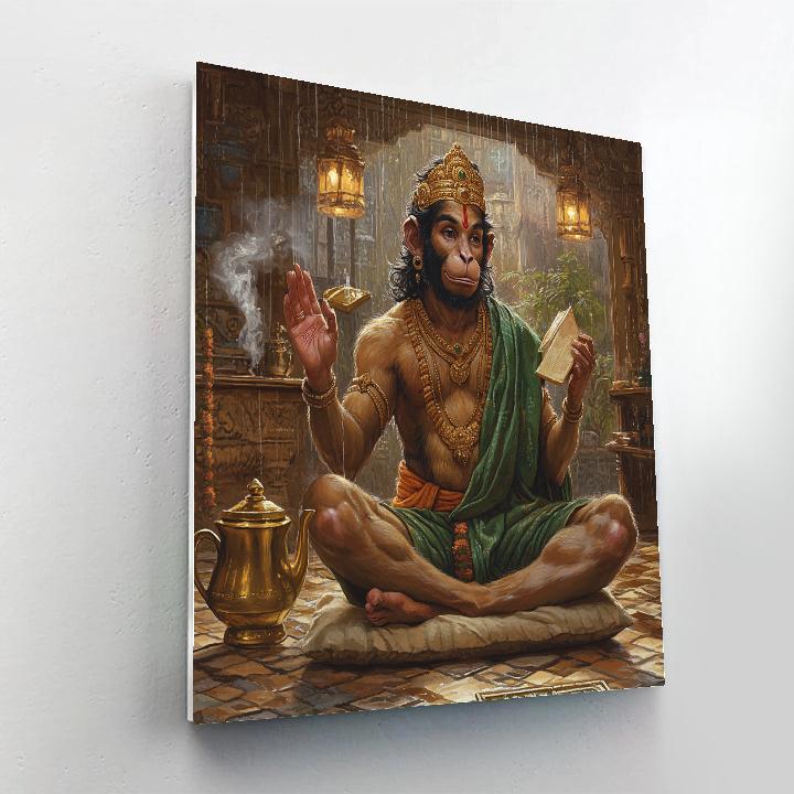 Tea House Storyteller With Hanuman painting number kit