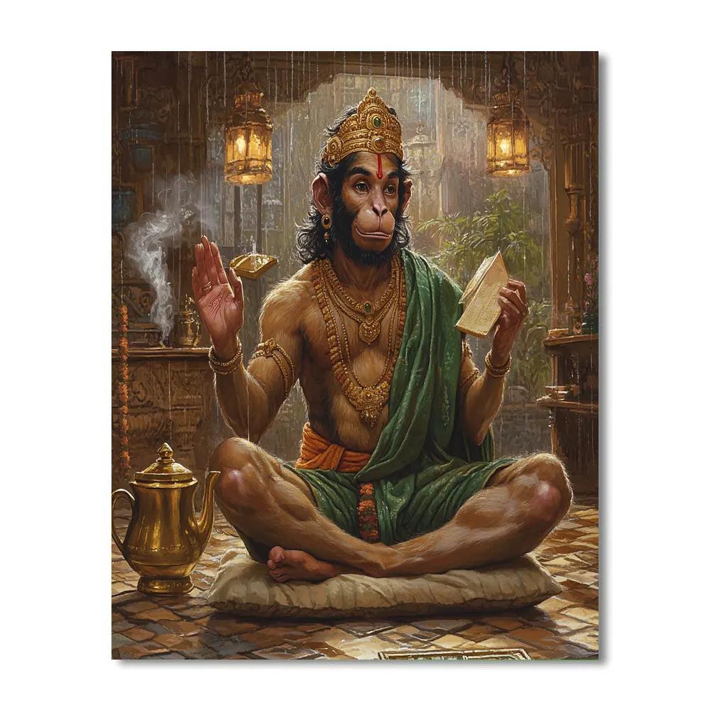 Tea House Storyteller With Hanuman painting number kit