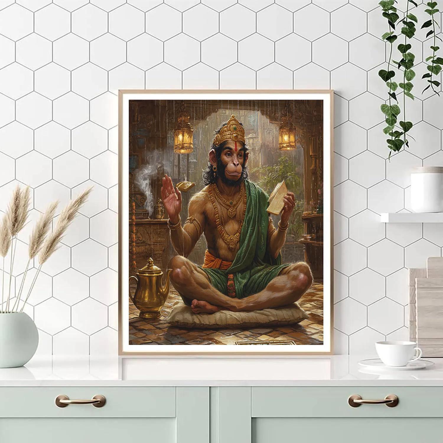Tea House Storyteller With Hanuman painting number kit