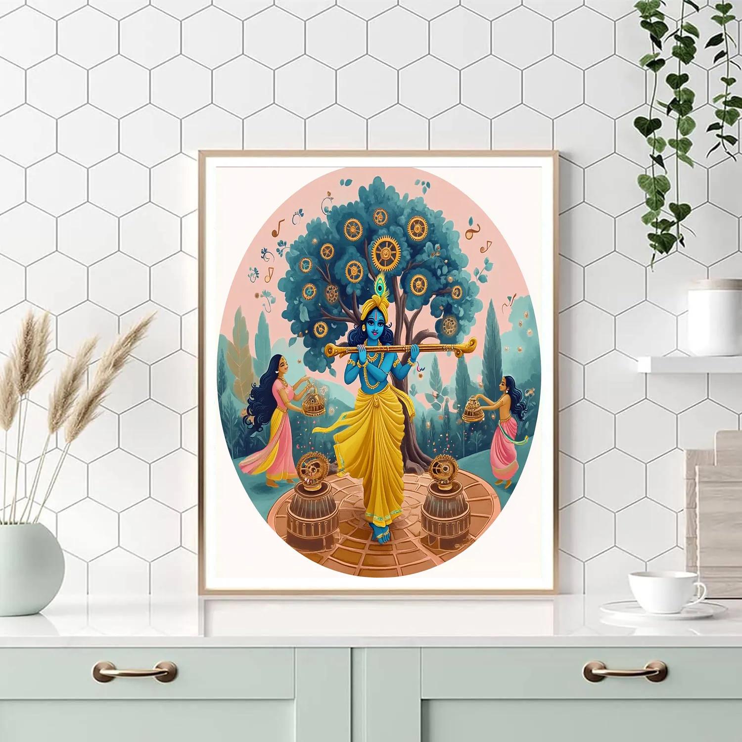 Krishna In A Clockwork Forest Of Gopis Wind Up Music Boxes paint by color