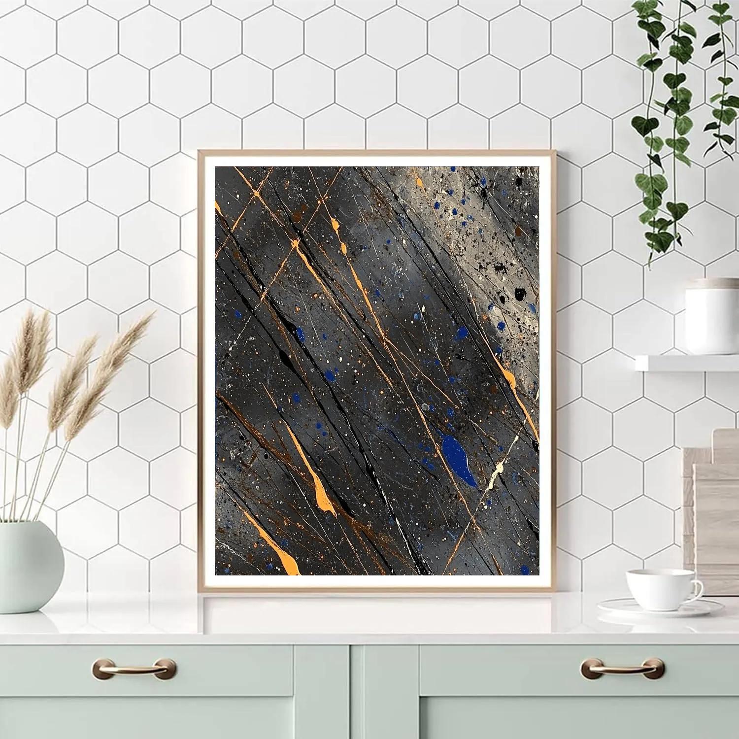 Jackson Pollock Inspired Monsoon Magnetism Lattice painting number kit