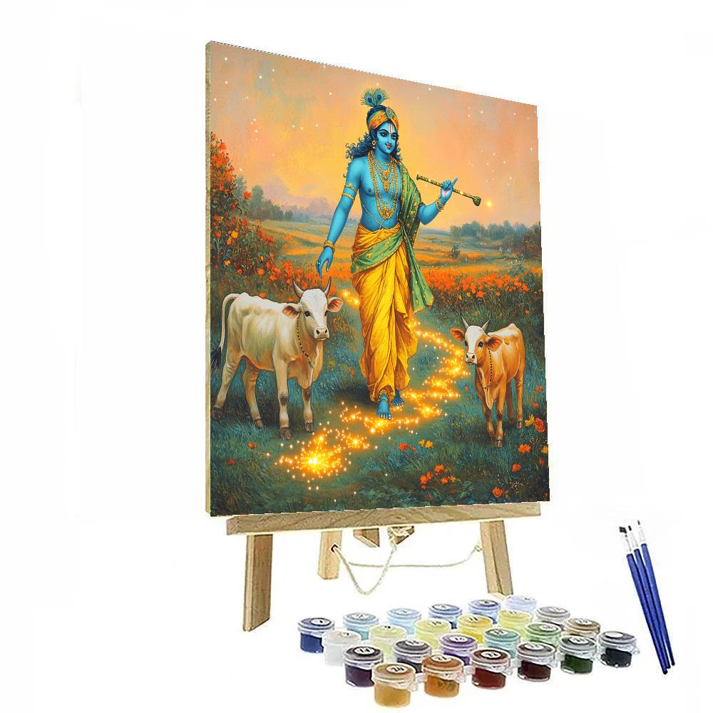 Krishna Teaching Calves To Follow A Constellation Trail painting number kit