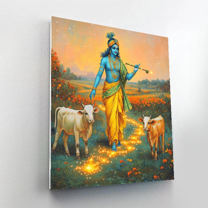 Krishna Teaching Calves To Follow A Constellation Trail painting number kit