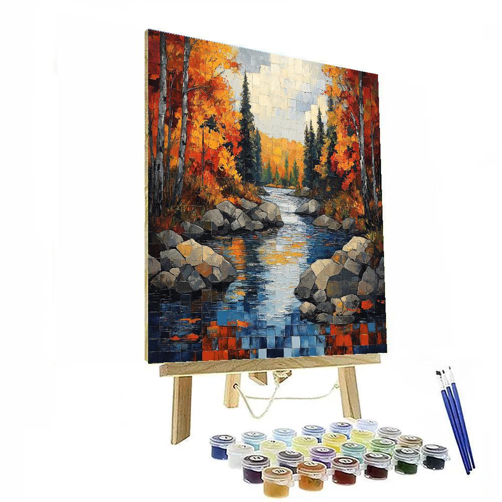 Jean-Paul Riopelle Inspired Autumn Granite River Mosaic painting number kit