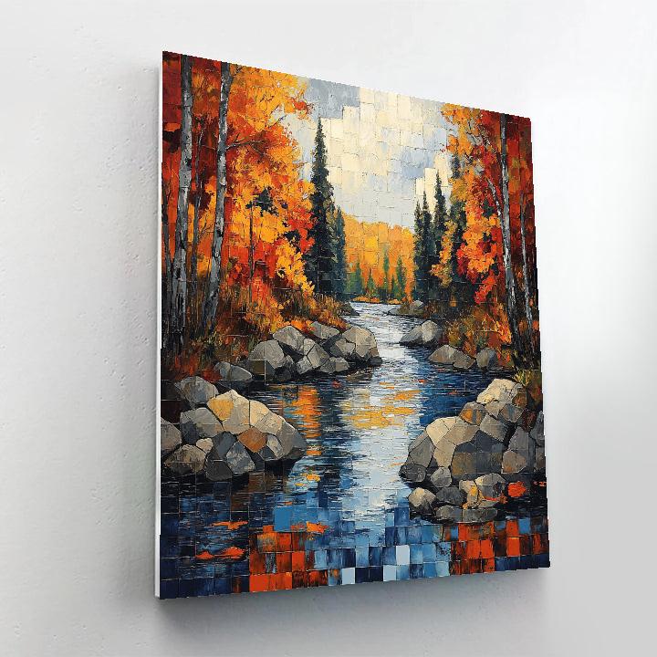 Jean-Paul Riopelle Inspired Autumn Granite River Mosaic painting number kit