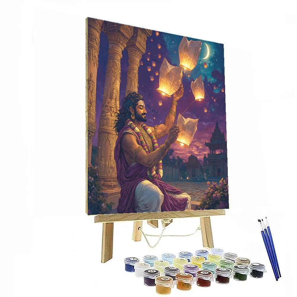 Script Lanterns In Brahma Courtyard paint by numbers