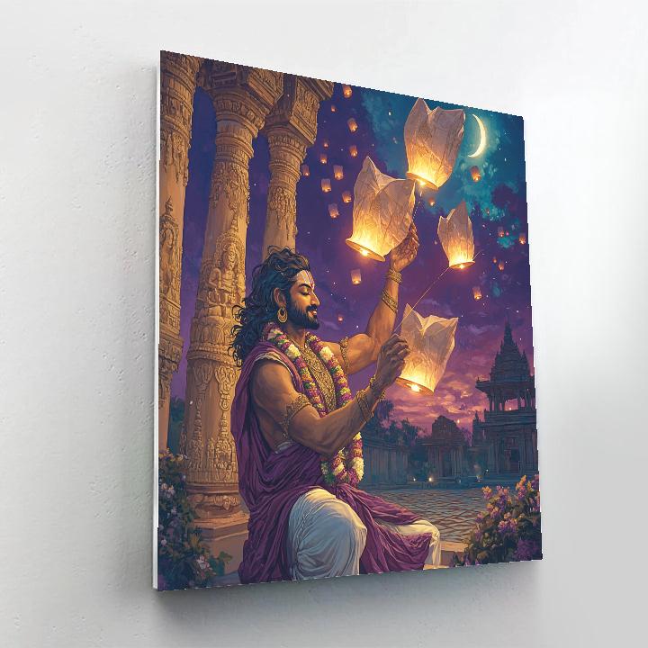 Script Lanterns In Brahma Courtyard paint by numbers