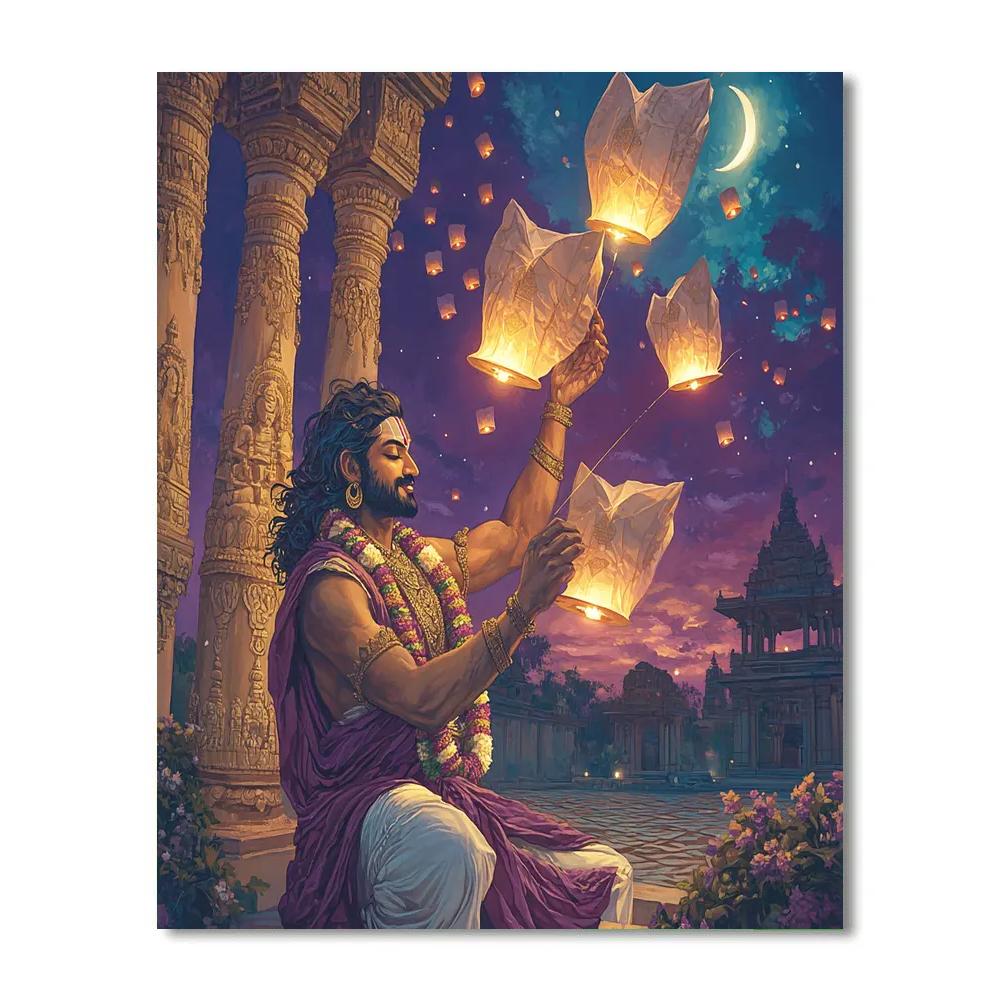 Script Lanterns In Brahma Courtyard paint by numbers