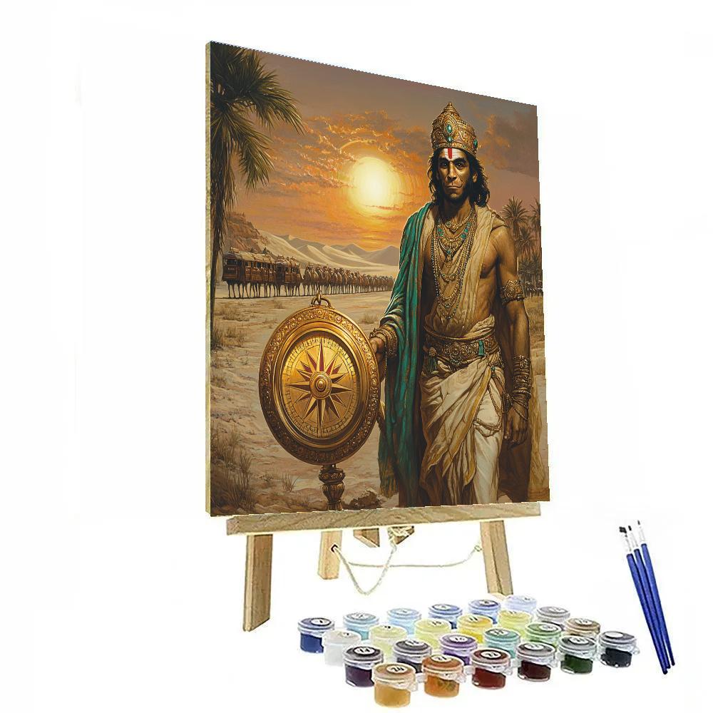 Desert Caravan With Hanuman Compass Numbered painting kits