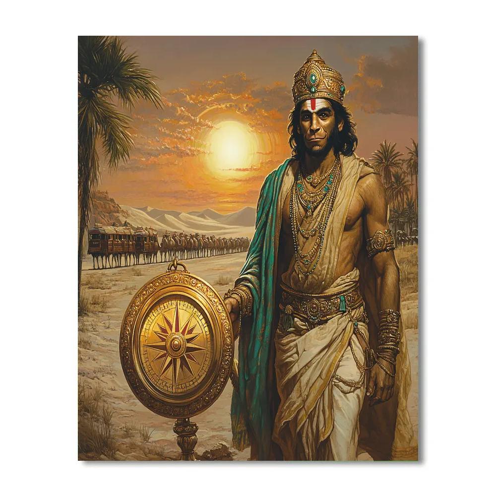 Desert Caravan With Hanuman Compass Numbered painting kits