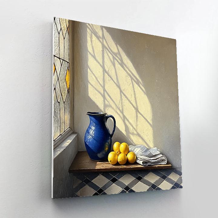Johannes Vermeer Inspired Lapis Blue Jug Beside Delft Tiles Painting by numbers kit