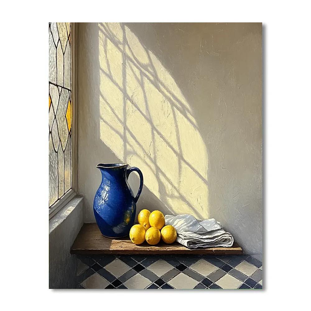 Johannes Vermeer Inspired Lapis Blue Jug Beside Delft Tiles Painting by numbers kit