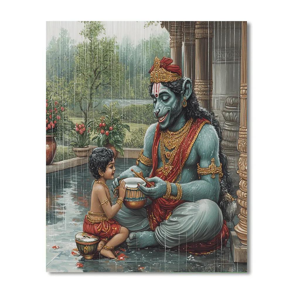 Hanuman Rainy Day Music Lesson Number painting