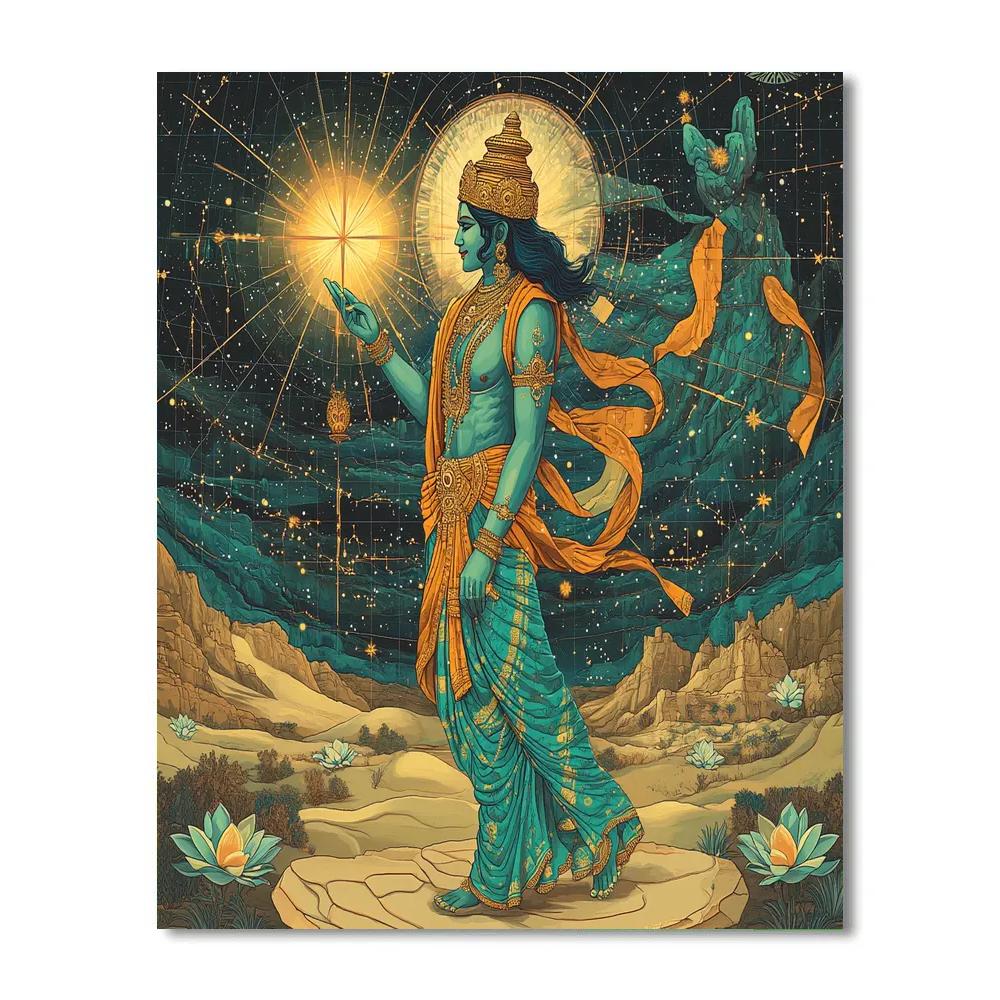 Vishnu Calmly Steering The Dream Compass Number painting