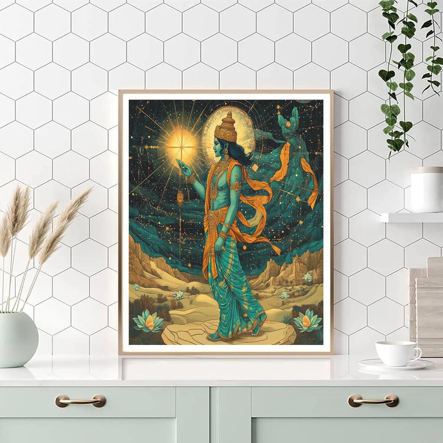 Vishnu Calmly Steering The Dream Compass Number painting