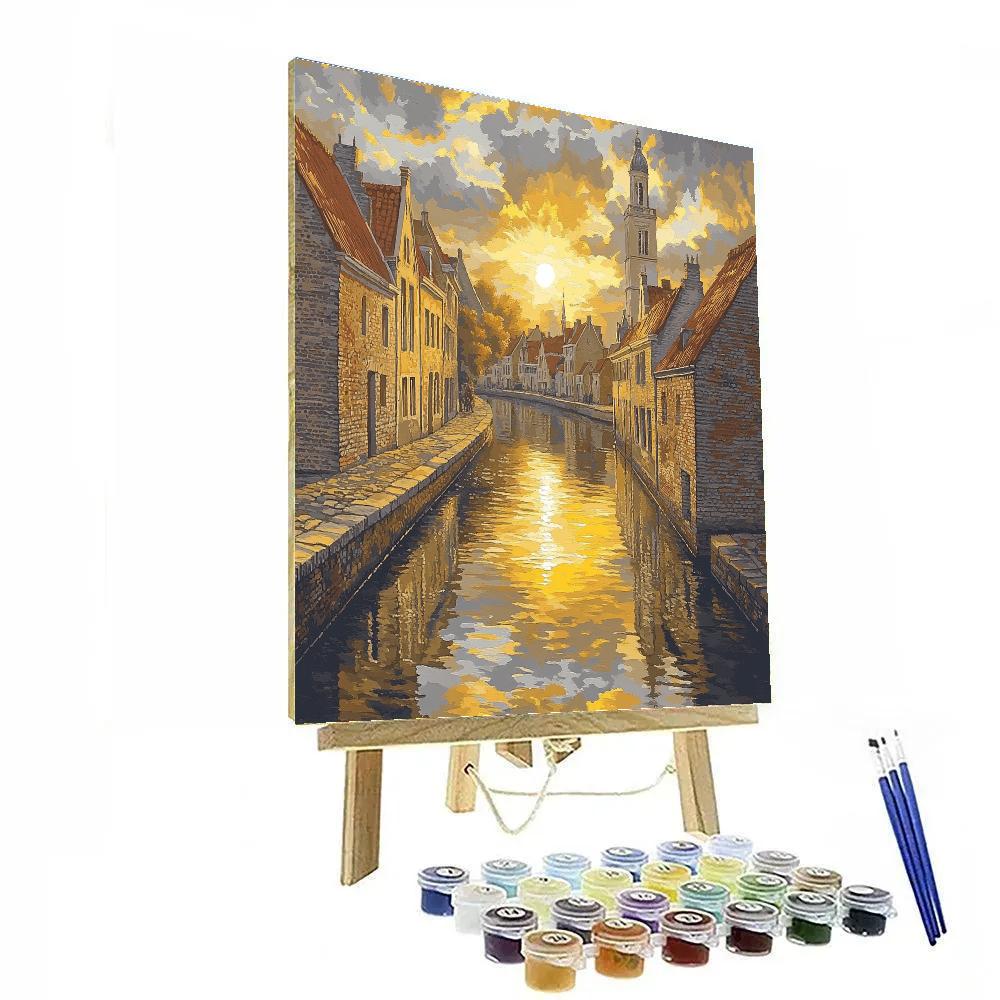 Johannes Vermeer Inspired Sunlit Delft Canal With Silent Gables paint by numbers