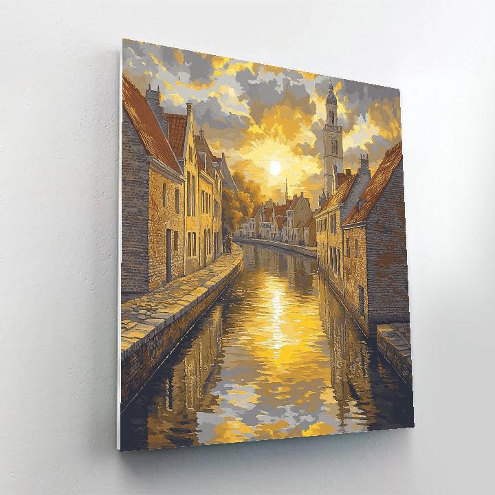 Johannes Vermeer Inspired Sunlit Delft Canal With Silent Gables paint by numbers
