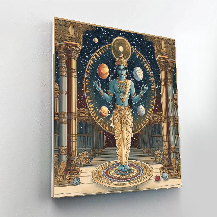 Vishnu Holding A Miniature Solar System Mandala Paint by numbers art