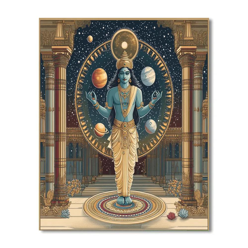 Vishnu Holding A Miniature Solar System Mandala Paint by numbers art