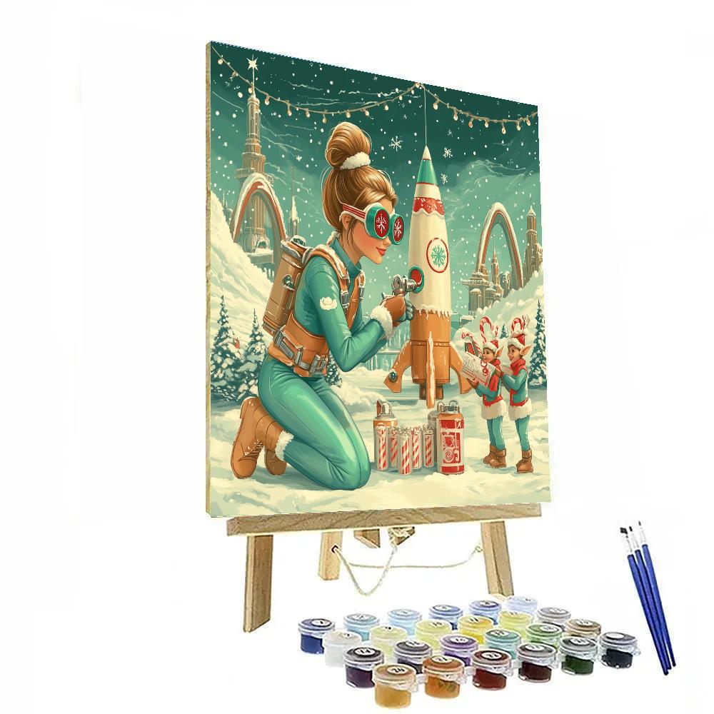 Gingerbread Spaceport Workshop On Tomorrow Hill paint by color