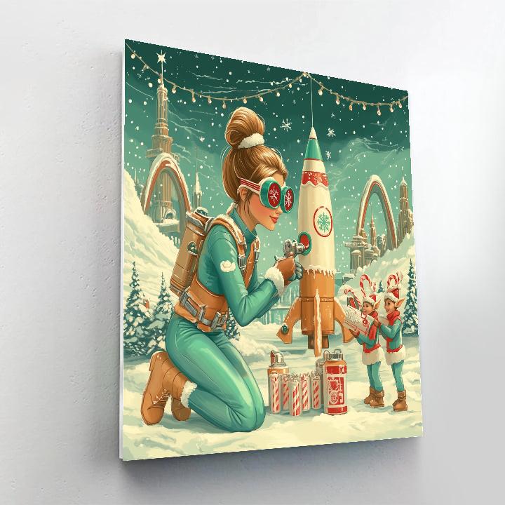 Gingerbread Spaceport Workshop On Tomorrow Hill paint by color