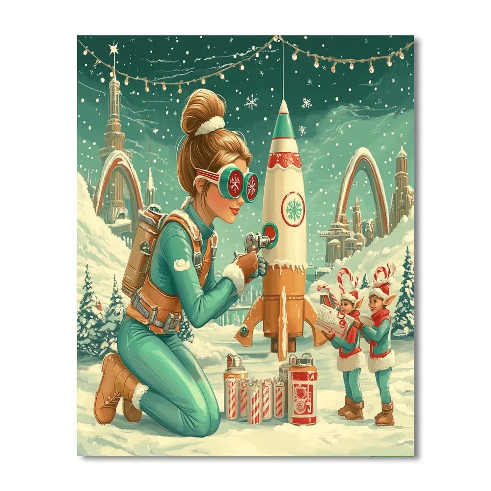 Gingerbread Spaceport Workshop On Tomorrow Hill paint by color