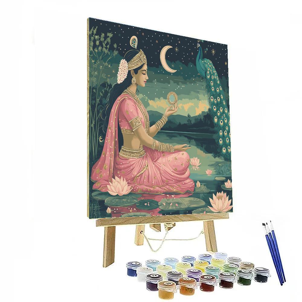 Lotus Mirror With Parvati Reflection DIY paint by numbers