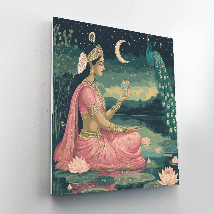 Lotus Mirror With Parvati Reflection DIY paint by numbers