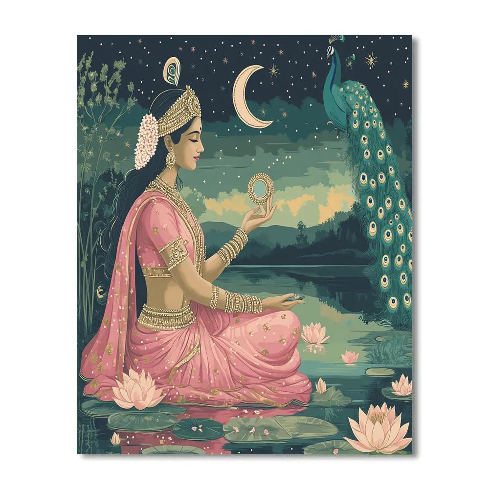 Lotus Mirror With Parvati Reflection DIY paint by numbers