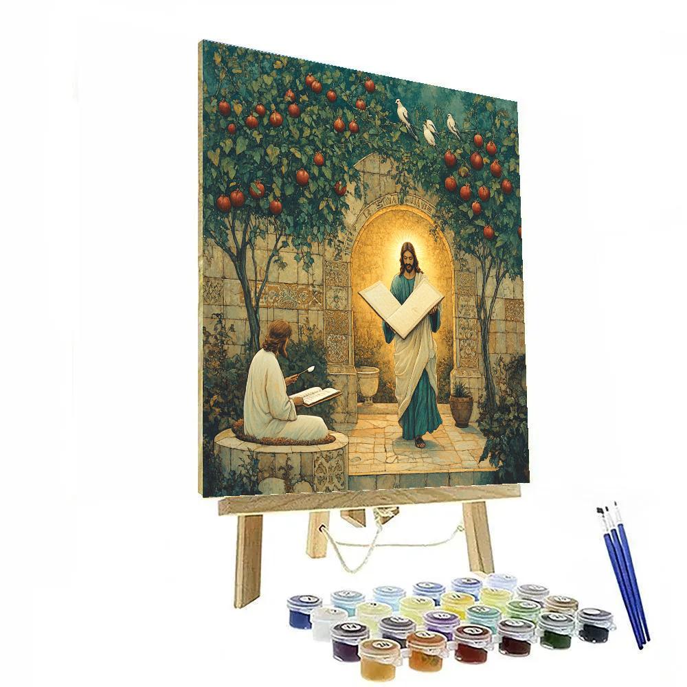 Jesus-Illuminated Scriptorium Garden Paint by numbers art