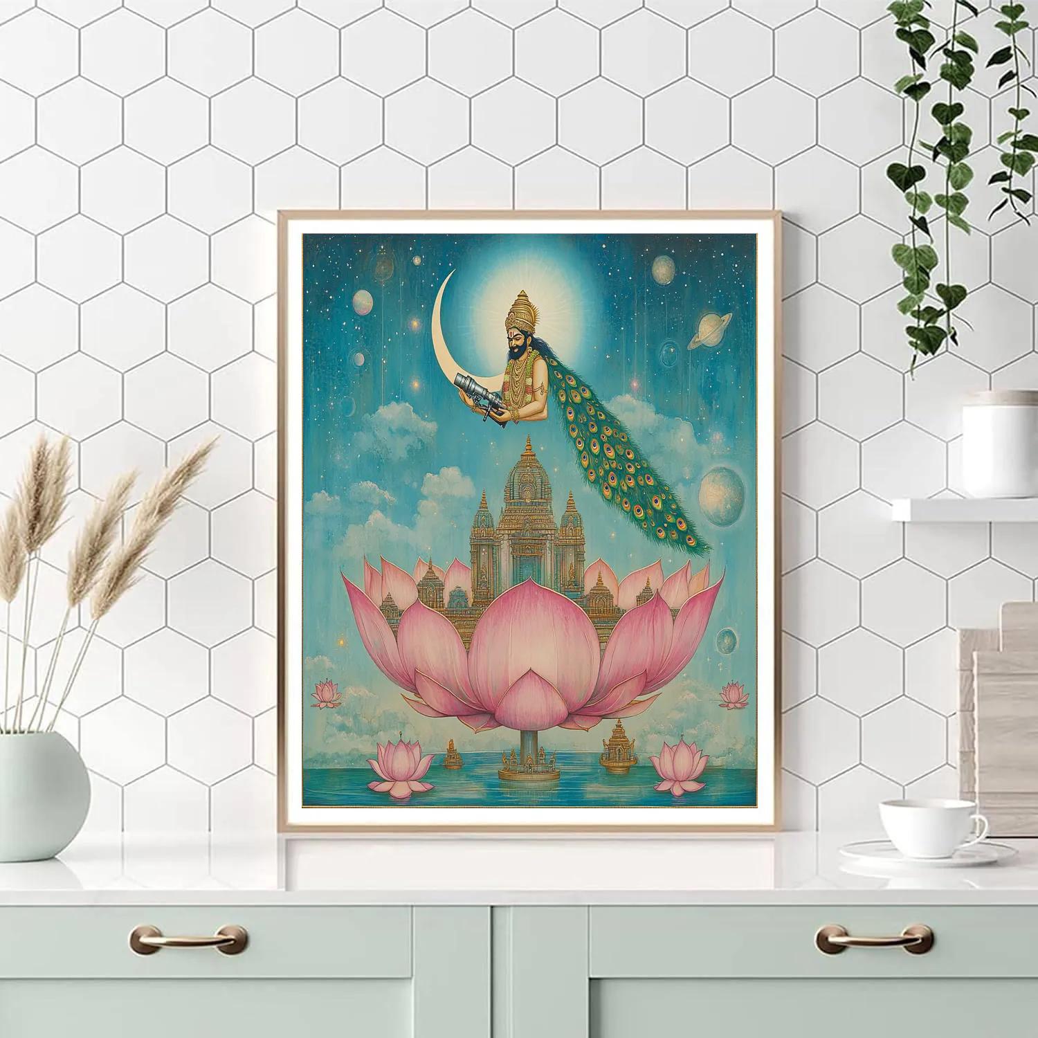 Vishnu Blessing The Floating Lotus Observatory Number painting
