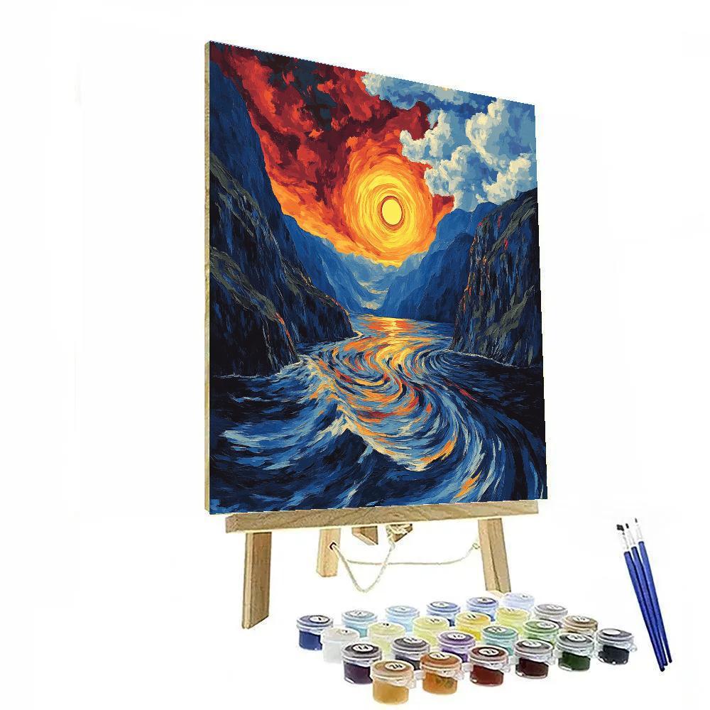 Edvard Munch Inspired Fjord Eclipse Over Trembling Cliffs painting number kit